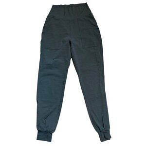 Black High-Waisted Jogger Pants Women XS MOTF Ribbed Pattern